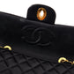 CHANEL Vintage Jumbo Black Lambskin Classic Single Flap Bag