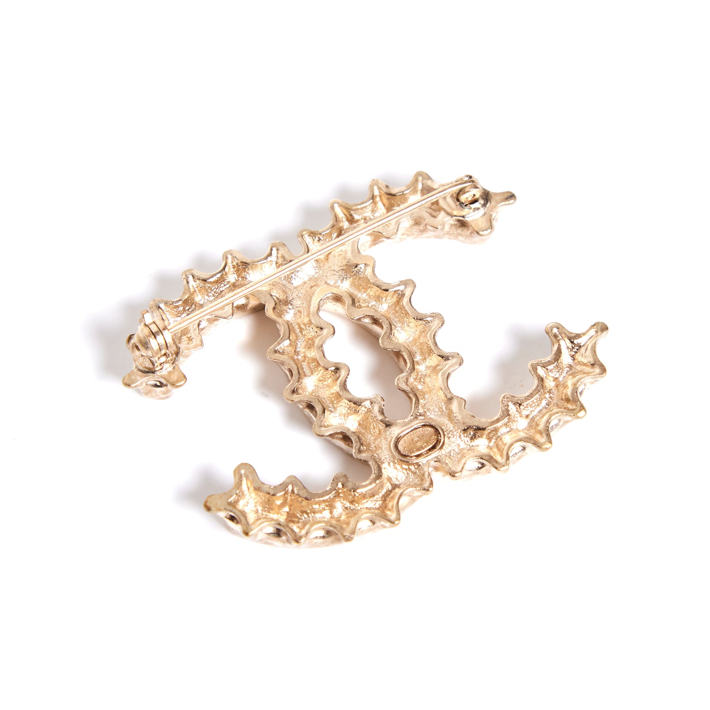 CHANEL Soda Cap CC Brooch Silver
