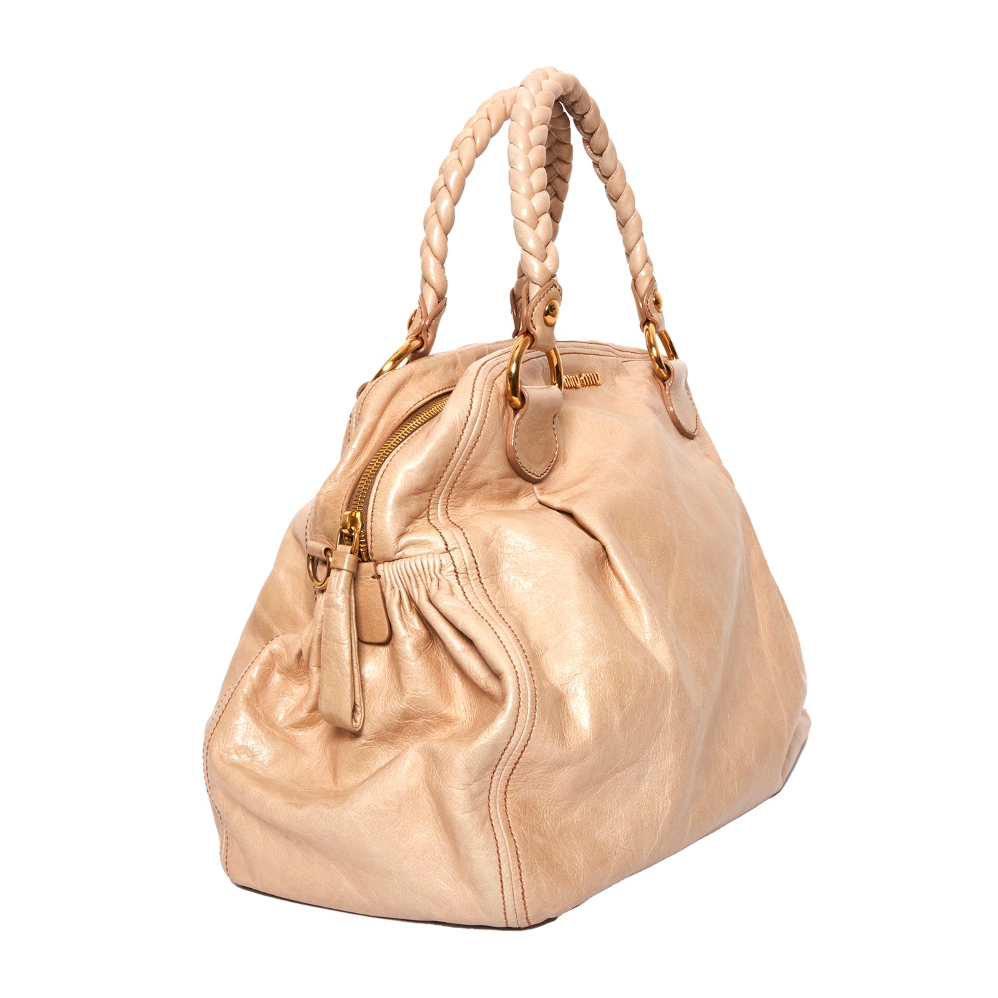 MIU MIU Vitello Beige Satchel Handbag