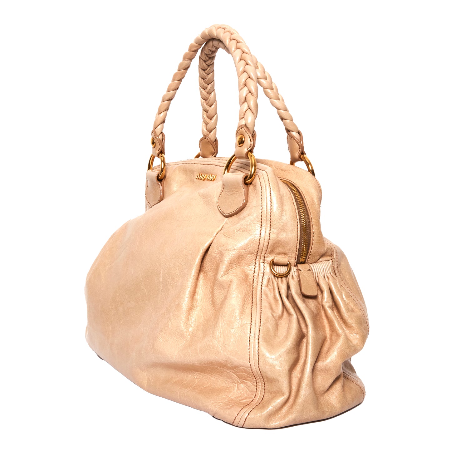 MIU MIU Vitello Beige Satchel Handbag