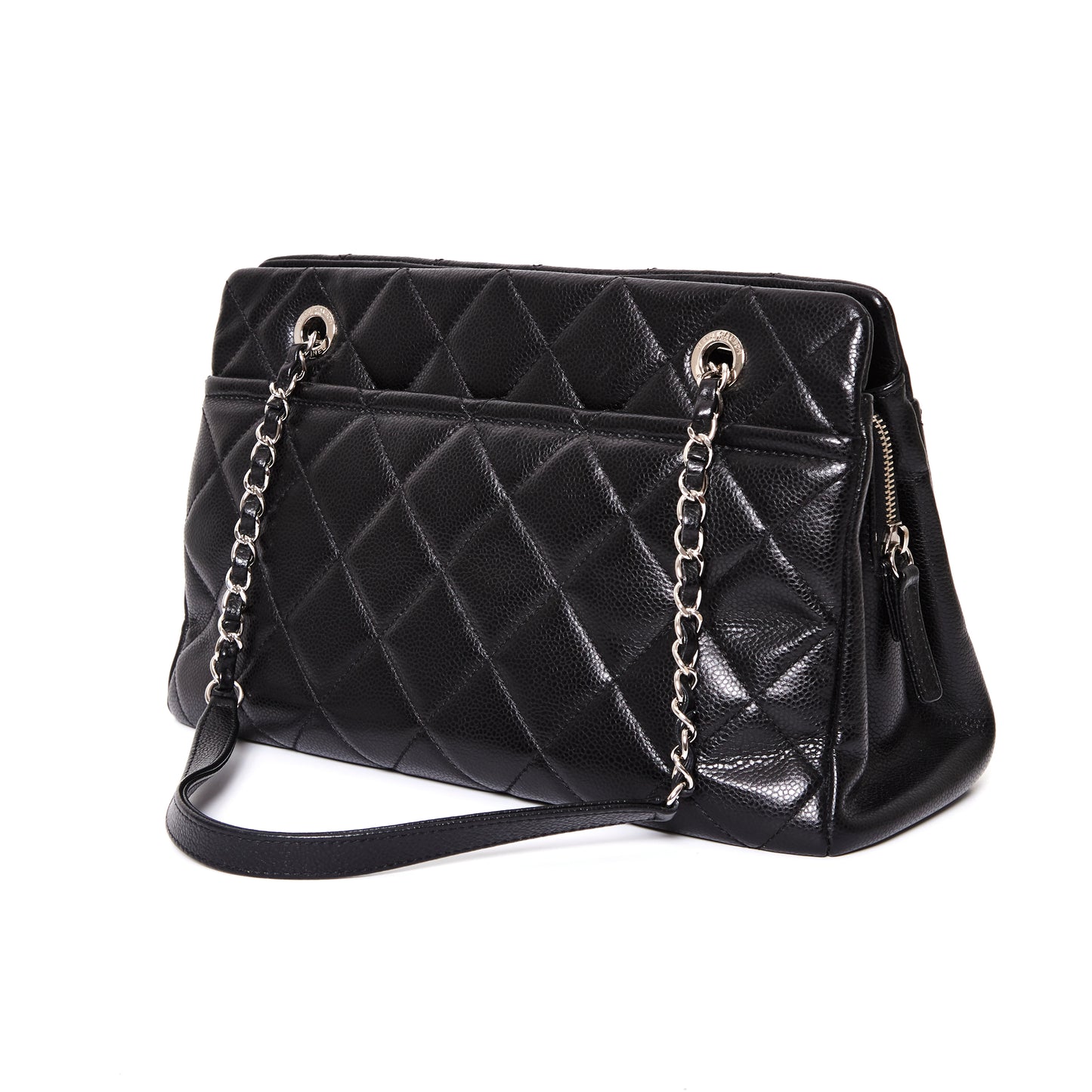 CHANEL Matelasse CC Timeless Tote Bag Black Caviar Leather