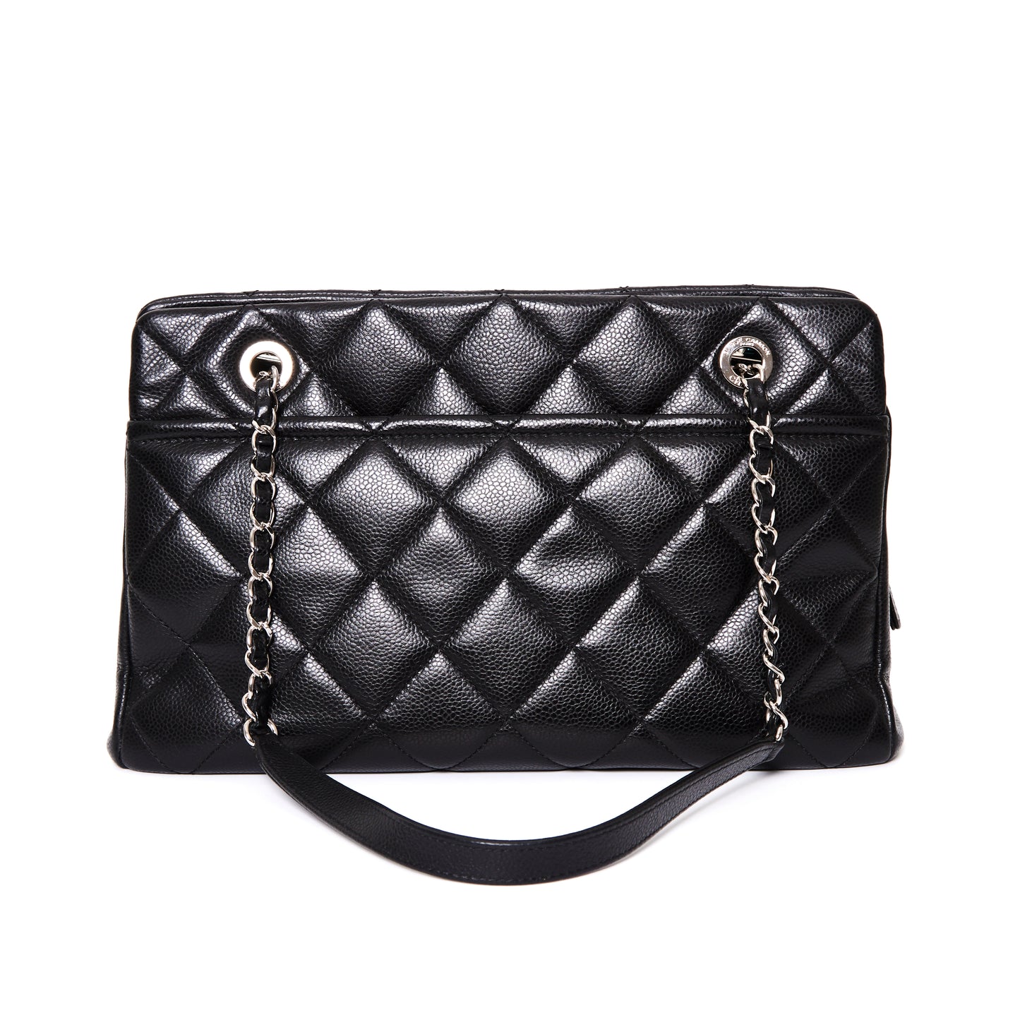 CHANEL Matelasse CC Timeless Tote Bag Black Caviar Leather