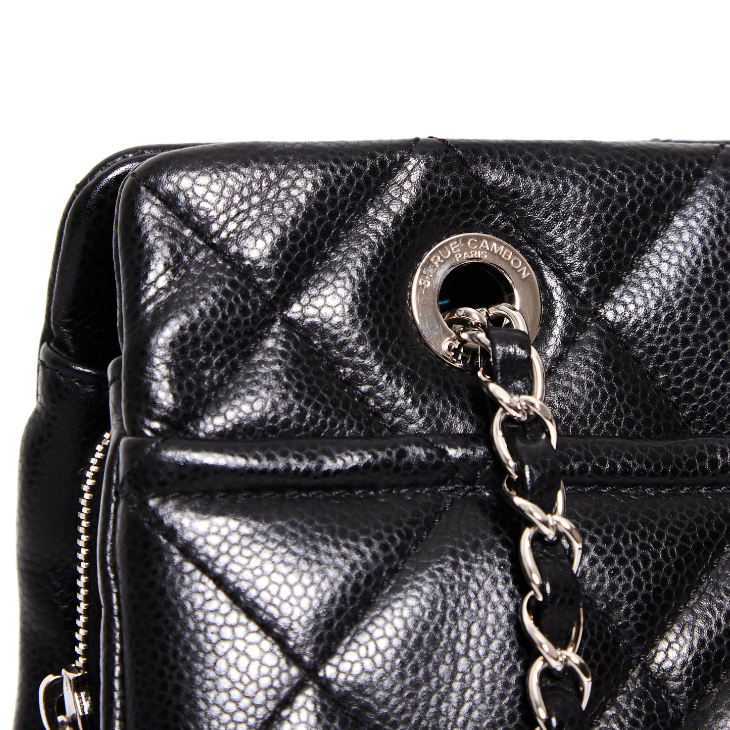 CHANEL Matelasse CC Timeless Tote Bag Black Caviar Leather