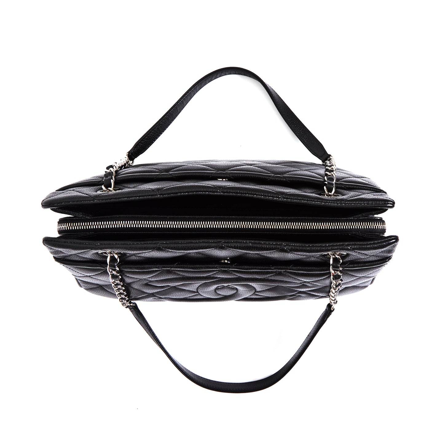 CHANEL Matelasse CC Timeless Tote Bag Black Caviar Leather
