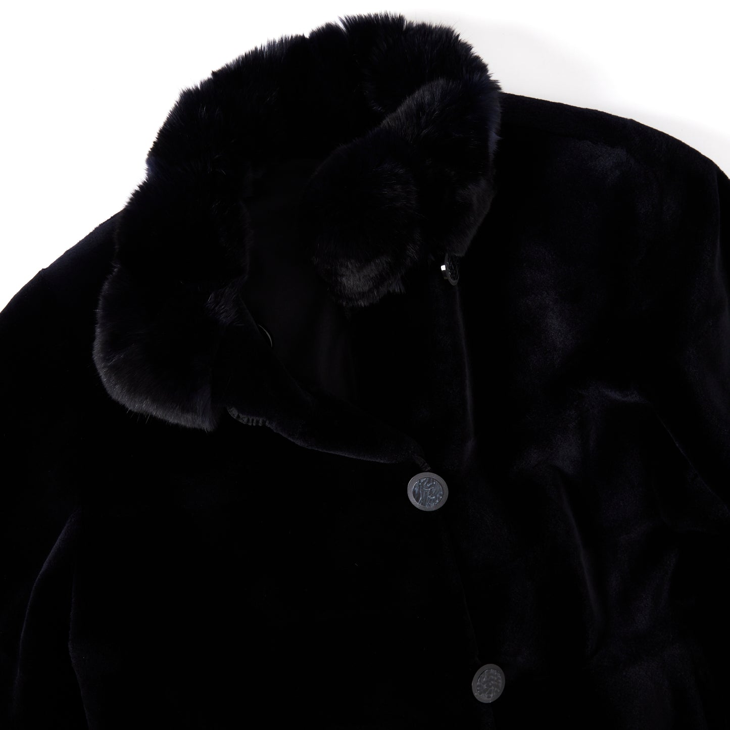 MAXIMILIAN midnight navy blue reversible Chinchilla and Mink coat